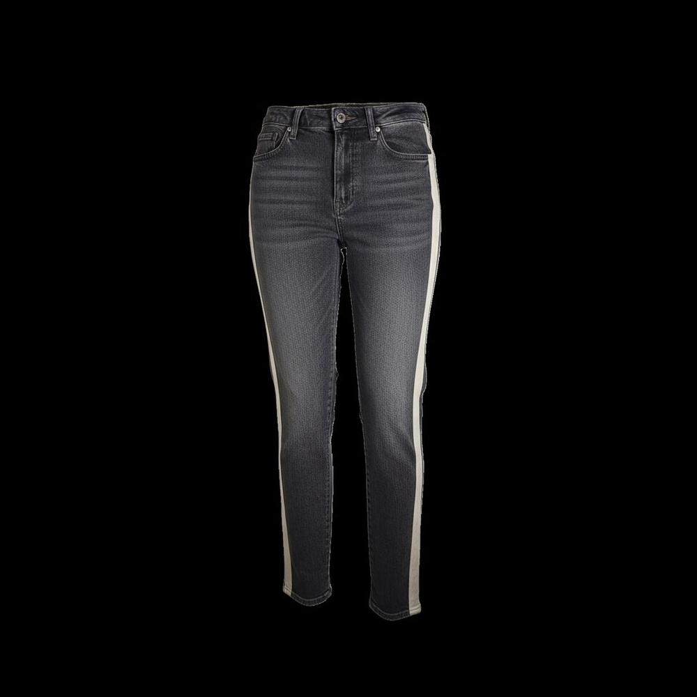 Blank‎ NYC Cooper Long Slim Straight Pant Big Fan Jean Gray White Stripe Size 28 - Picture 2 of 16